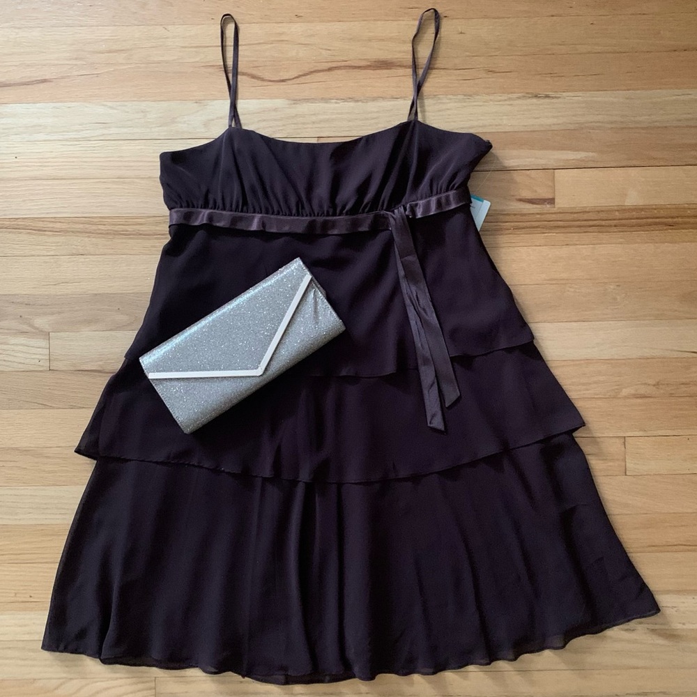 NWT Brown Tiered Cocktail Dress - Size 16
